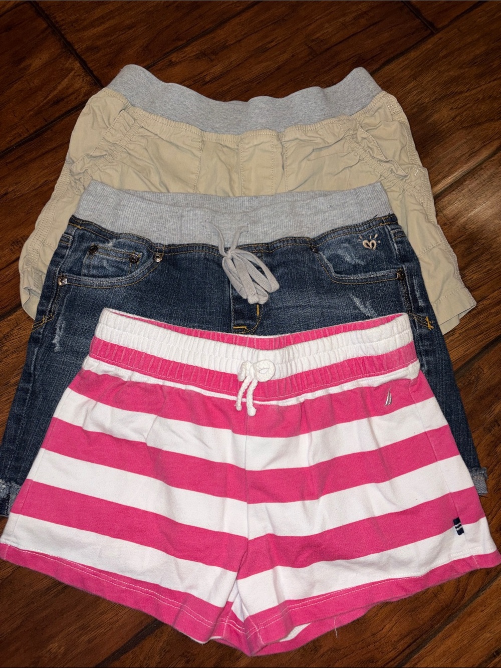 Girls' Pink and White Striped Pull-On Shorts